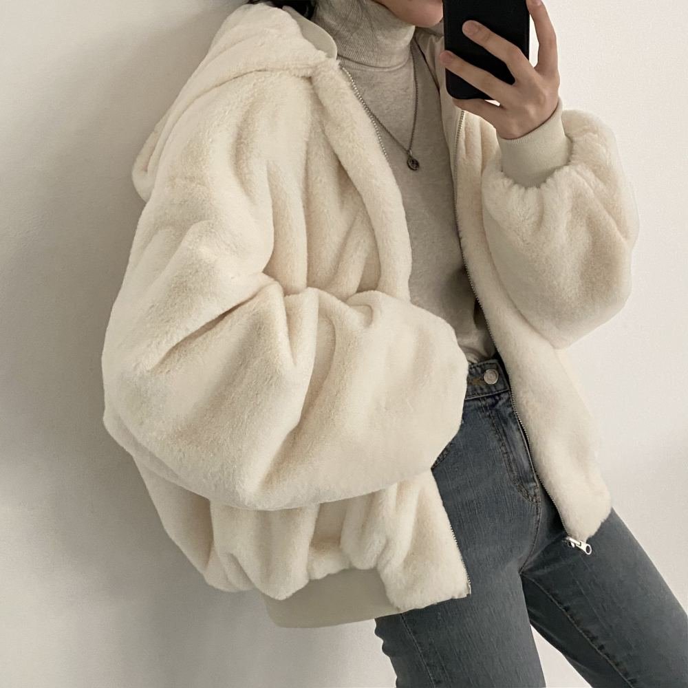 加绒加厚两面穿棉服外套女