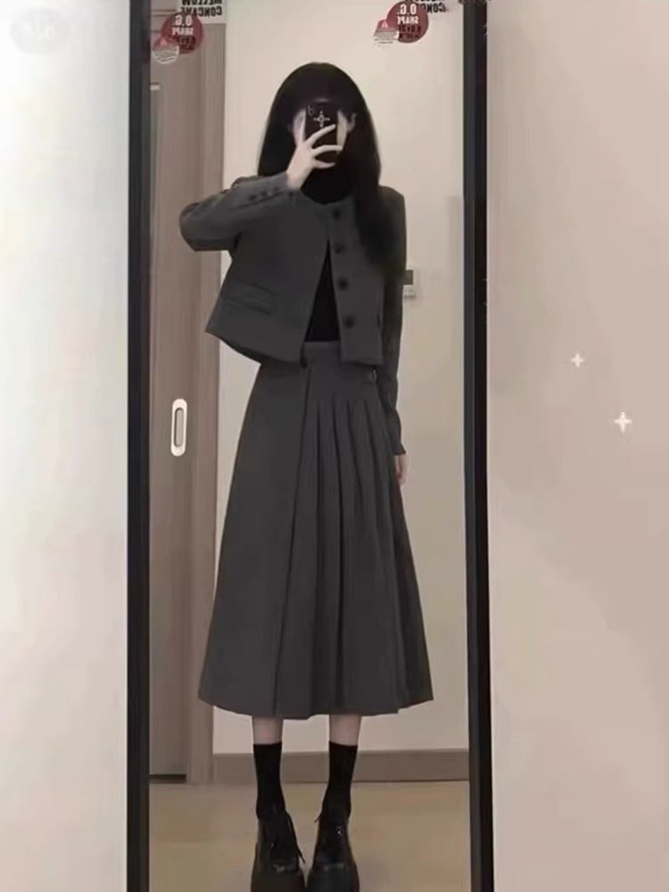 深冬装搭配一整套小个子高级感小香风韩剧穿搭两件套装裙女秋冬季