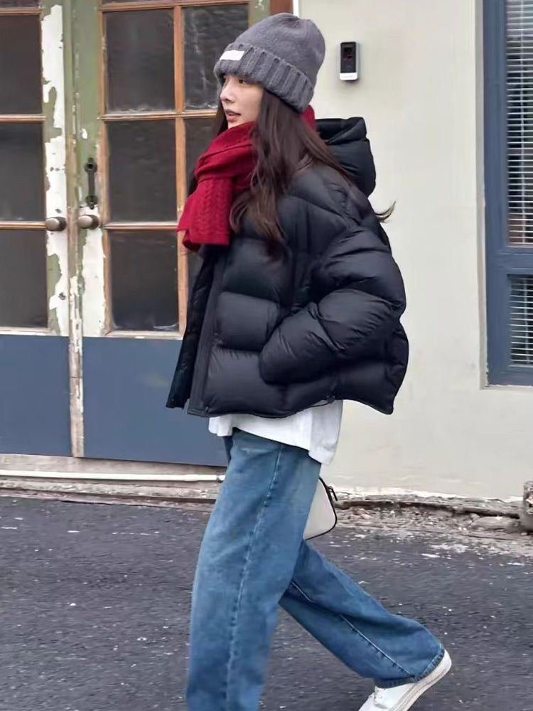 连帽棉服短款2025冬季新款小个子龟背面包加厚外套棉服