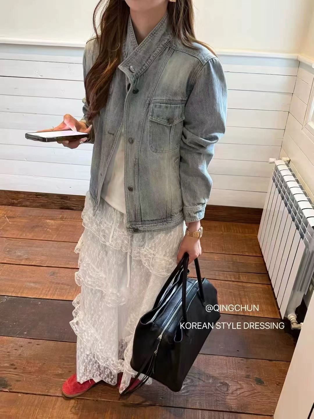 2026春季新款复古水洗蓝短款牛仔服外套女立领小个子夹克百搭上衣